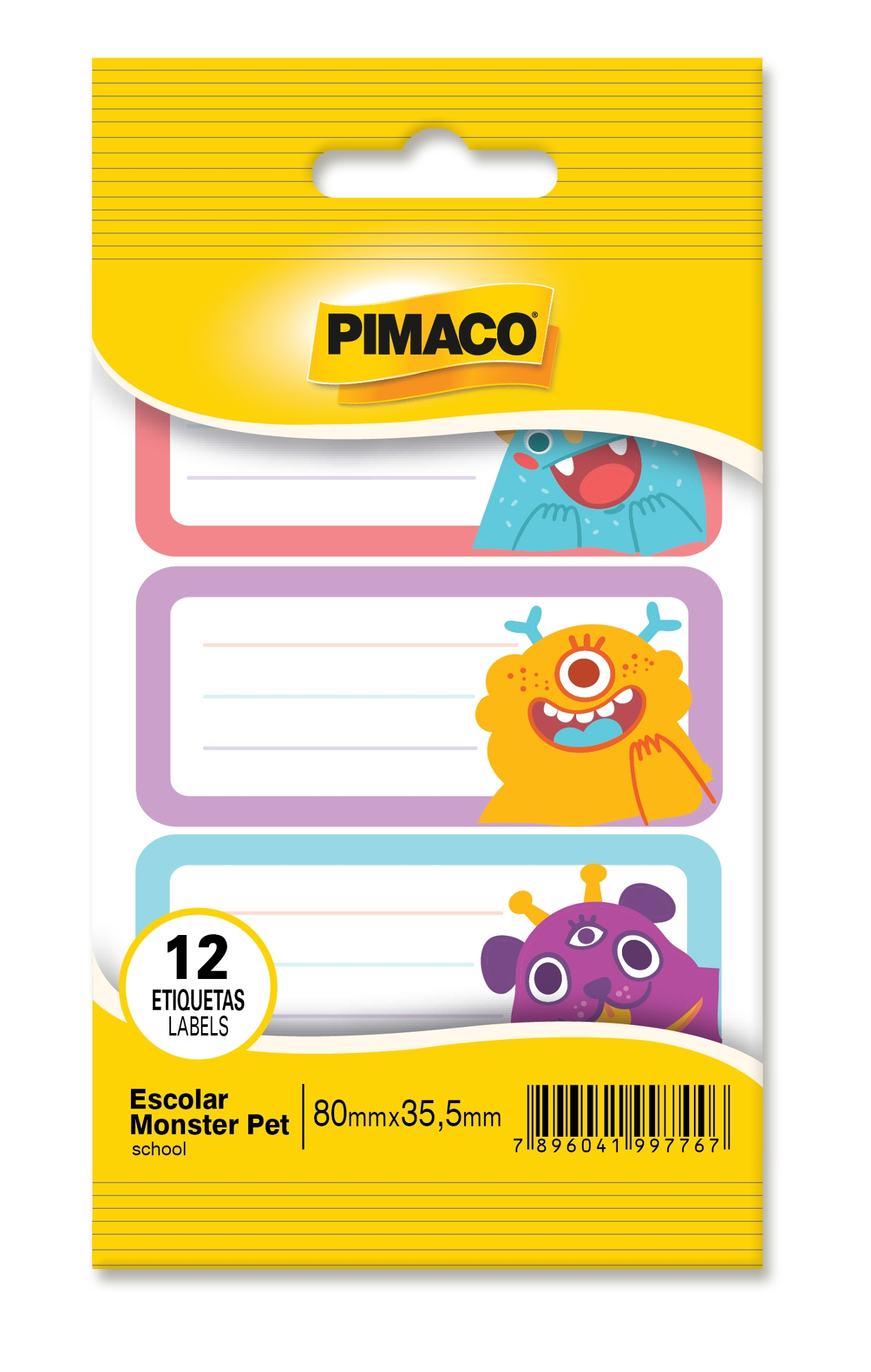 Etiqueta Escolar Monster Pet Com 12 Unidades Pimaco