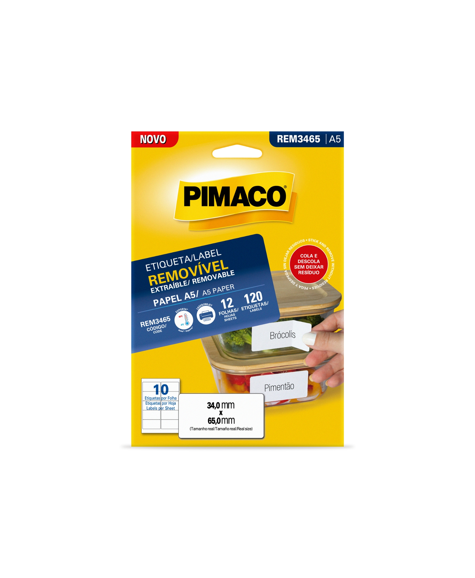 Etique Removivel Para Pote 120un 970866 Pimaco