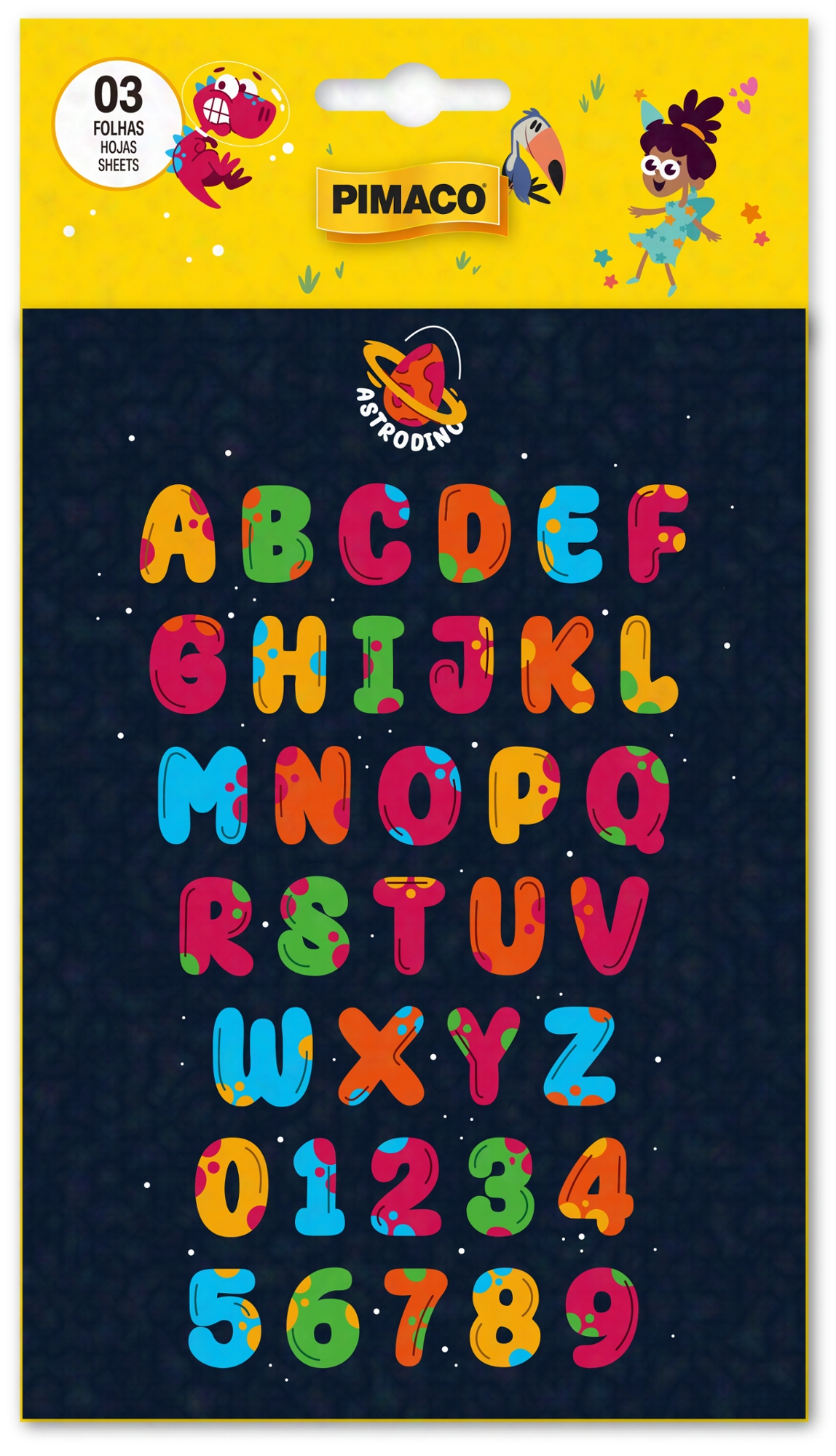 Cartela Adesivo Stcker Letras Astrodino 970902 Pimaco