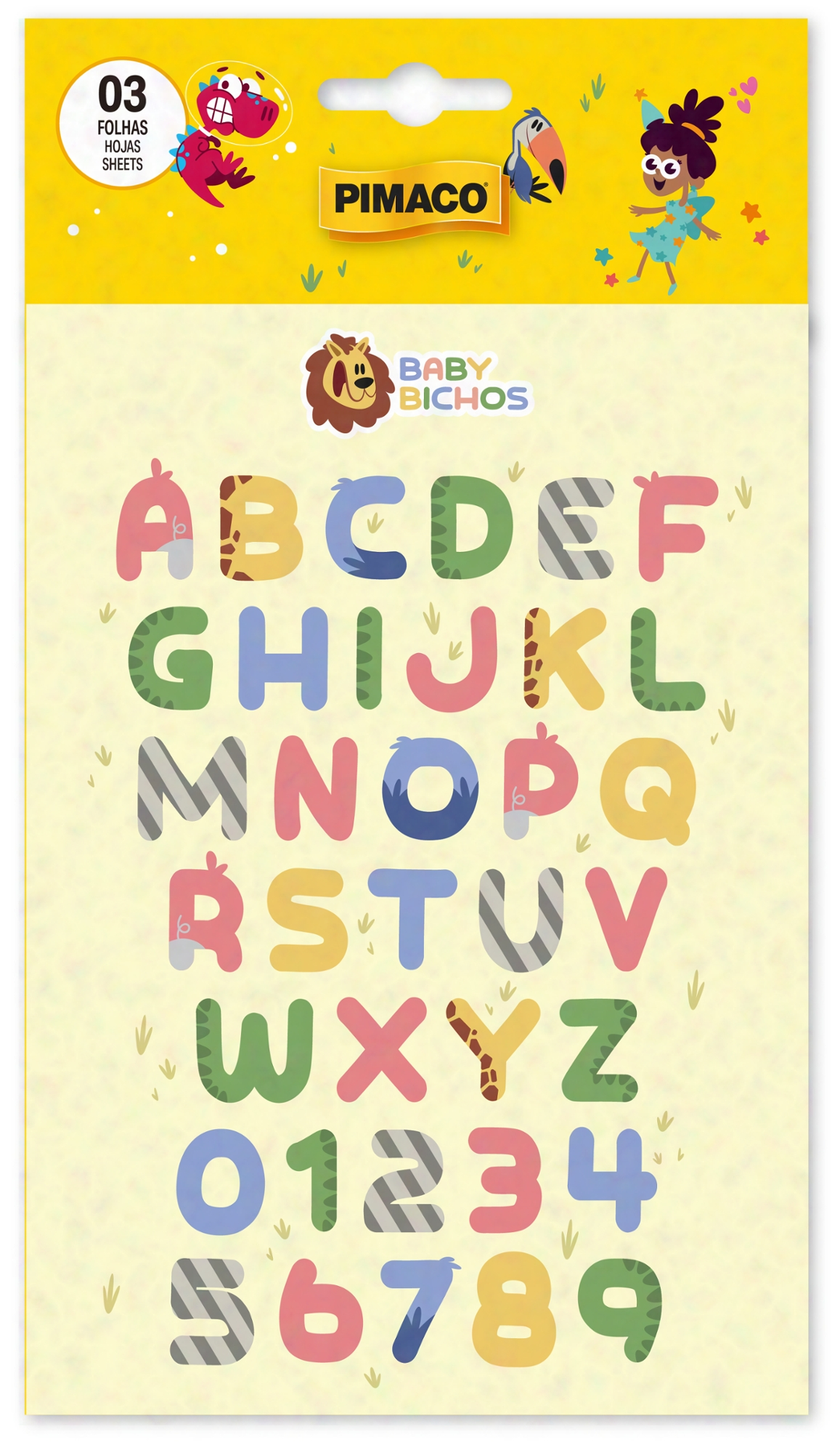 Cartela Adesivo Stcker Letras Baby Bichos 970904 Pimaco