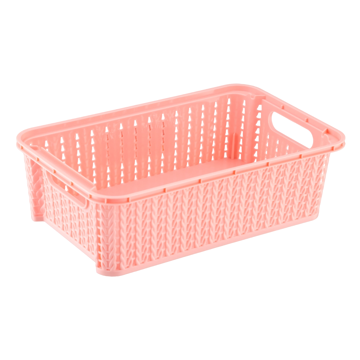 Cesta Organizadora Rosa Quartzo Empilhável Trama 2,1l Plasútil
