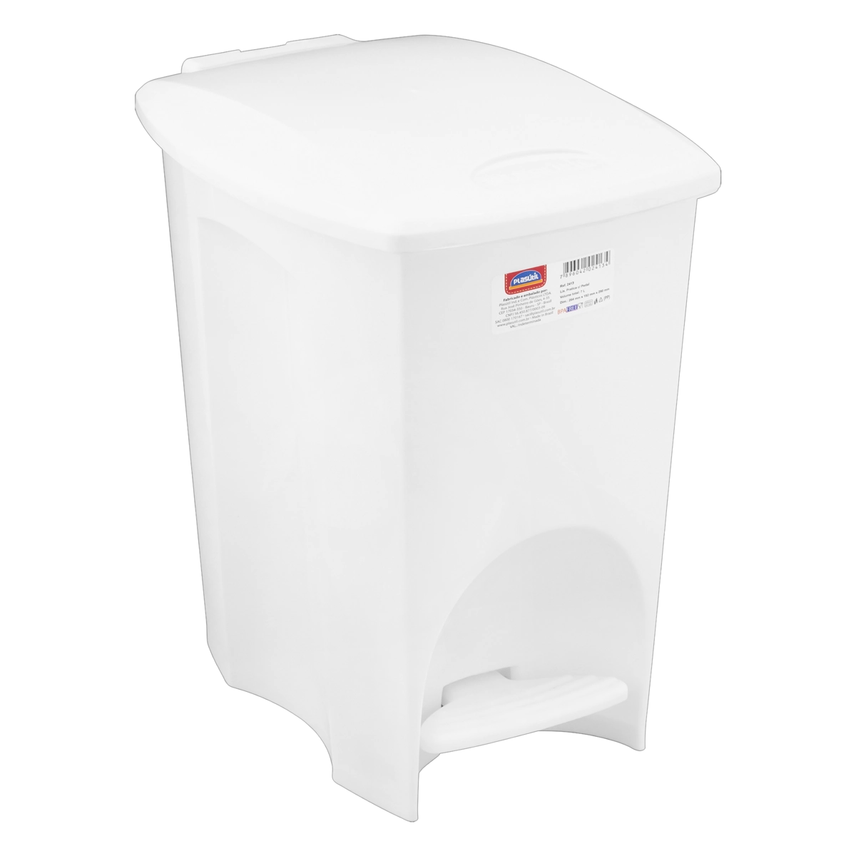 Lixeira Com Pedal Branca 7l Plasútil
