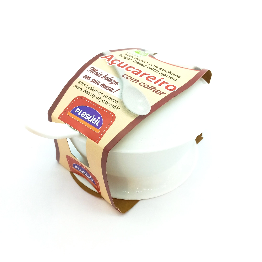 Açucareiro Com Colher Branco 300ml Plasútil