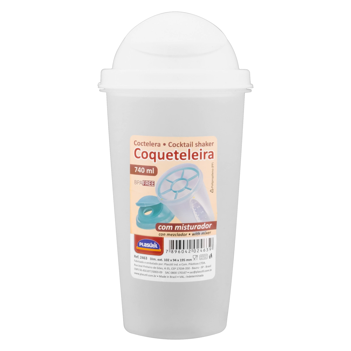 Coqueteleira Com Misturador 740ml Plasútil