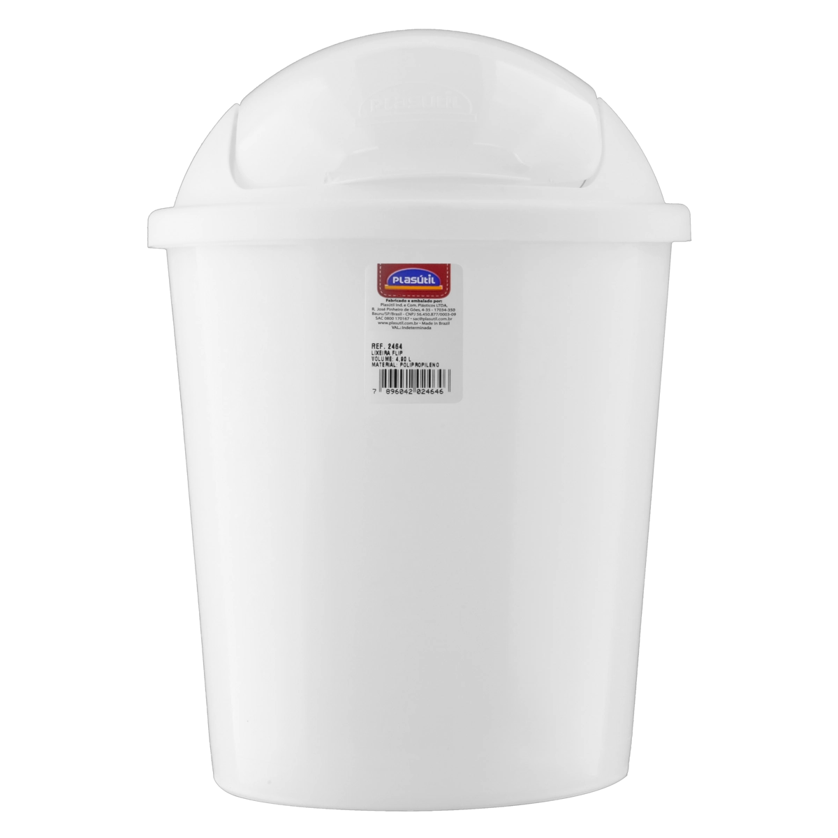 Lixeira Basculante Branca 4,9l Plasútil Flip