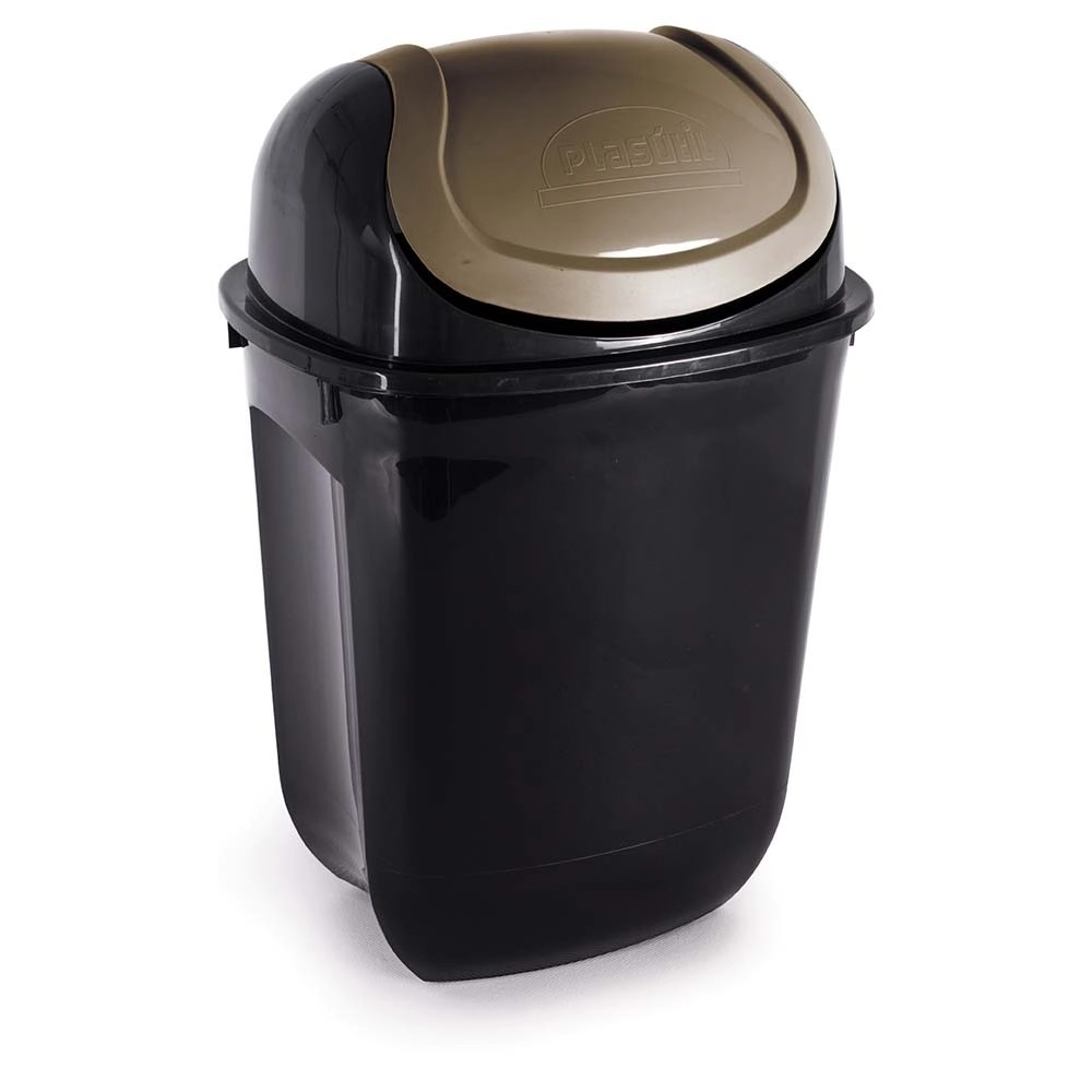 Lixeira Basculante Ouro Velho Gira Top 19,5l Plasútil Ecoblack