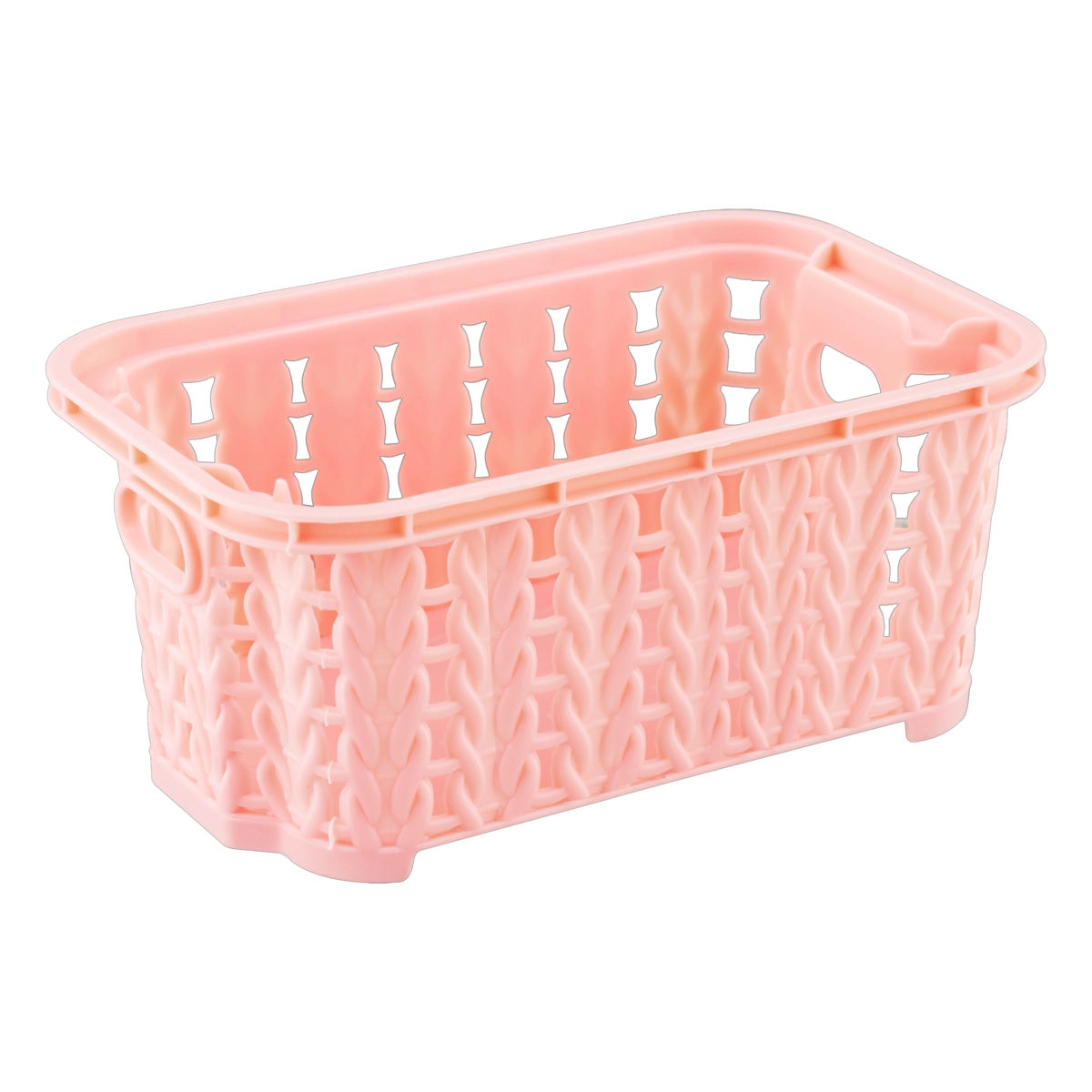 Cesta Organizadora Rosa Quartzo Empilhável Trama 460ml Plasútil