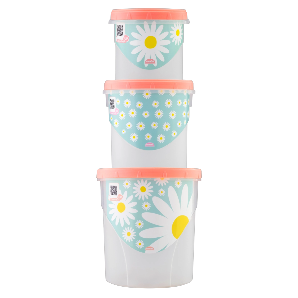 Conjunto Porta Mantimentos Camomila 3,5l Plasútil Decora 3 Unidades