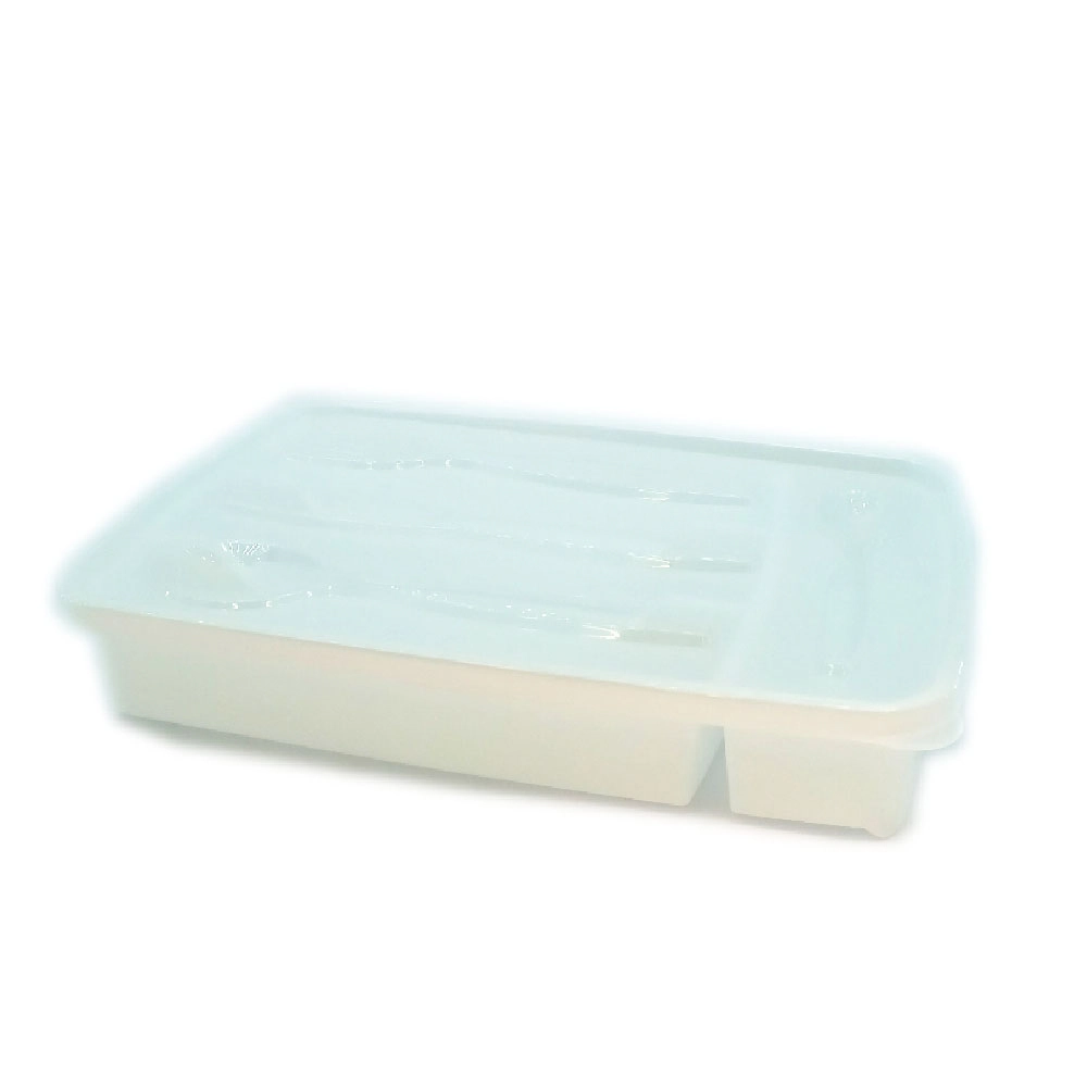Porta Talher Branco Com Tampa 4 Divisórias Plasútil