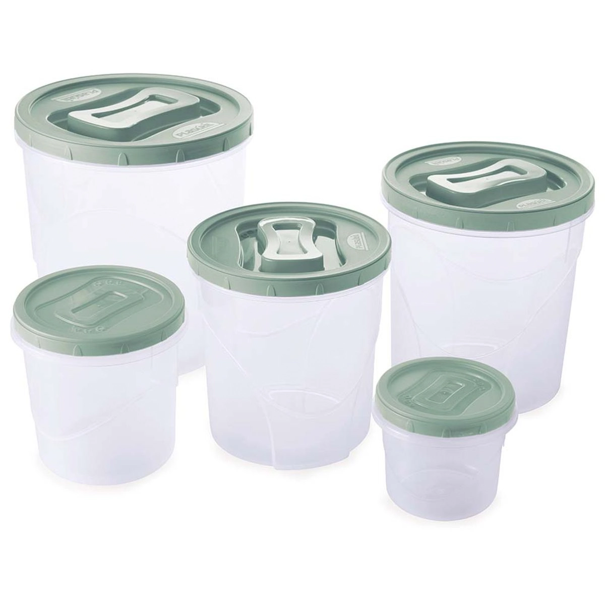 Conjunto Pote Plástico Redondo Plasútil Clic 5 Unidades