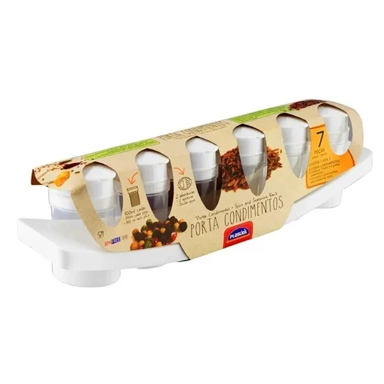 Conjunto Porta Condimentos Lettering 100ml Plasútil Decora 6 Unidades