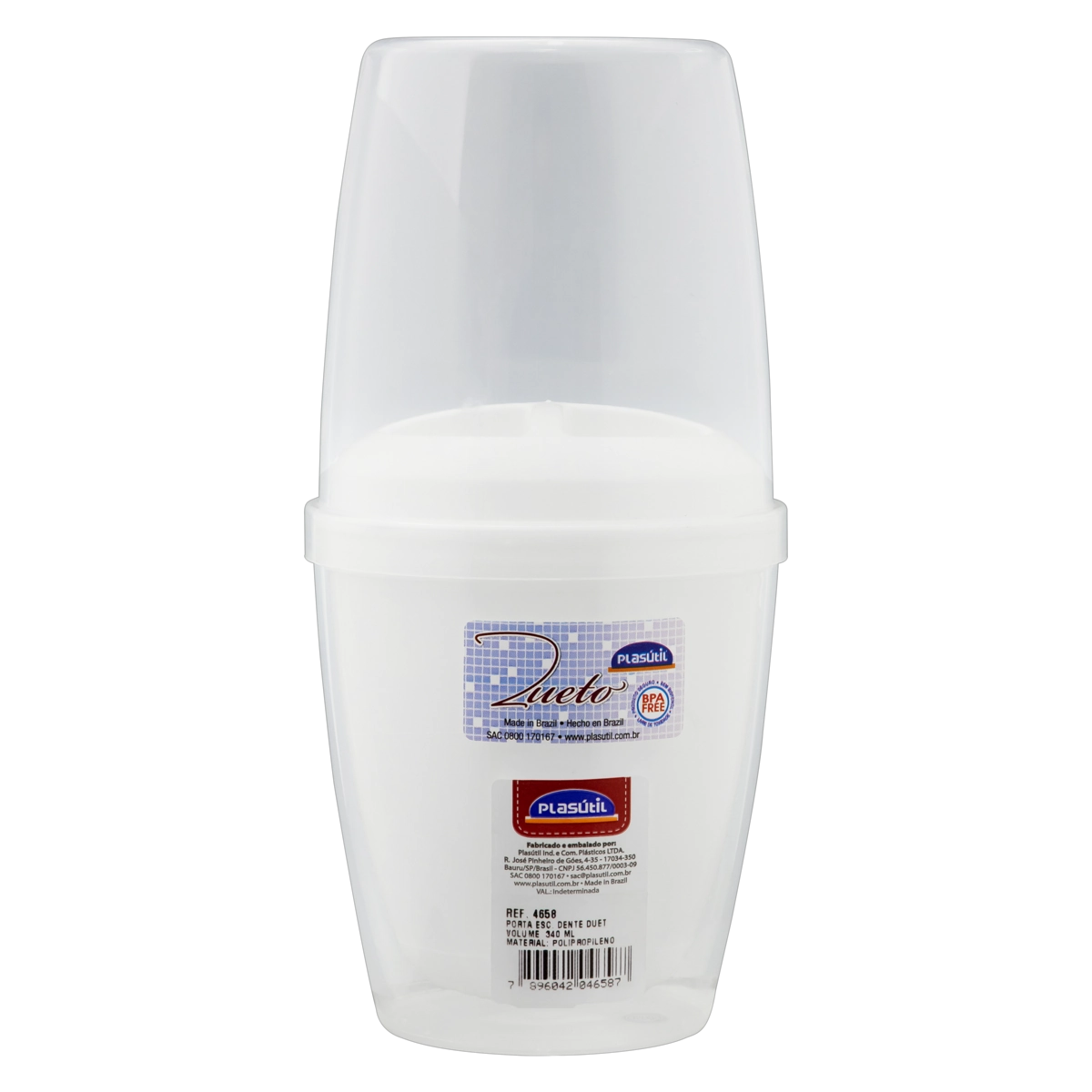 Porta Escova Dental Branco Plasútil Dueto