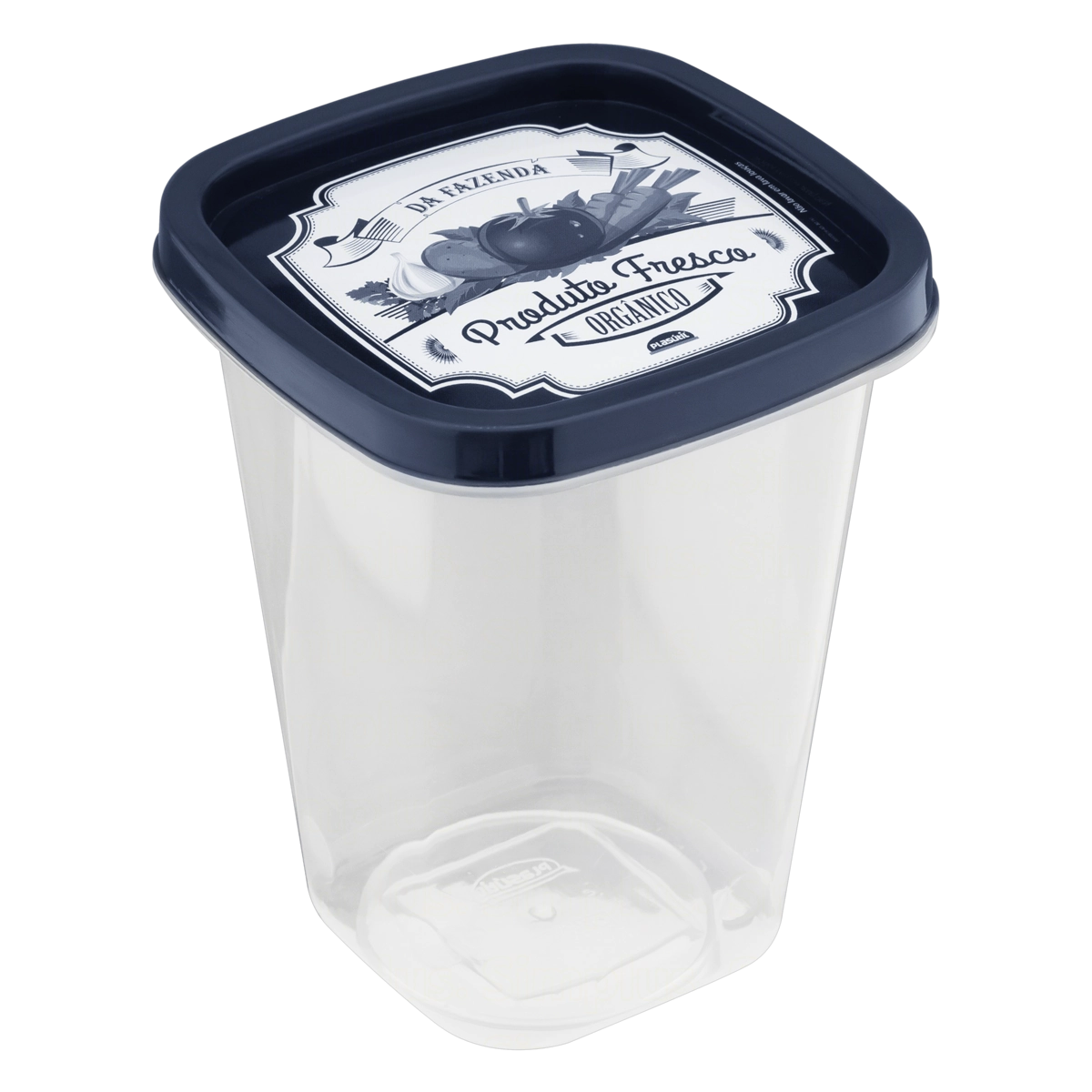 Pote Plástico Quadrado Lettering 950ml Plasútil Decora