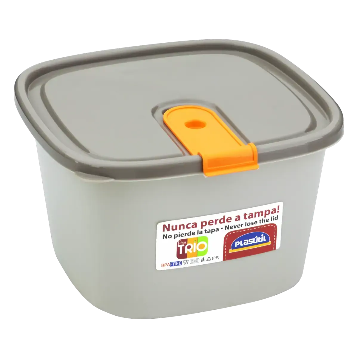 Pote Plástico Quadrado Alto 1,5l Plasútil Trio