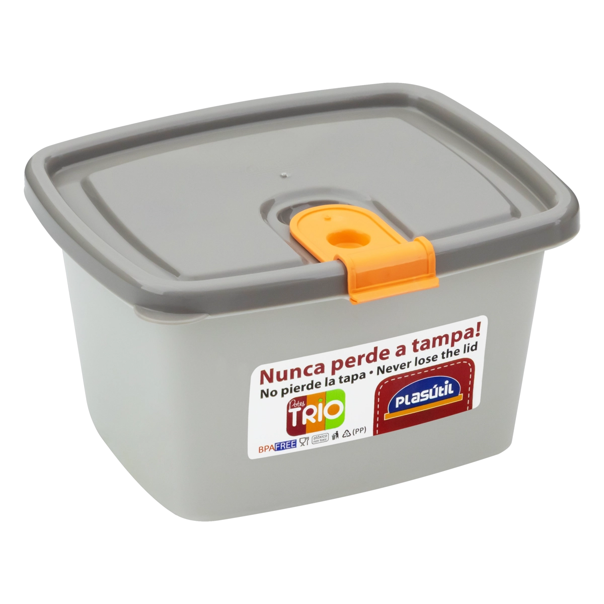 Pote Plástico Fendi Retangular Alto 600ml Plasútil Trio