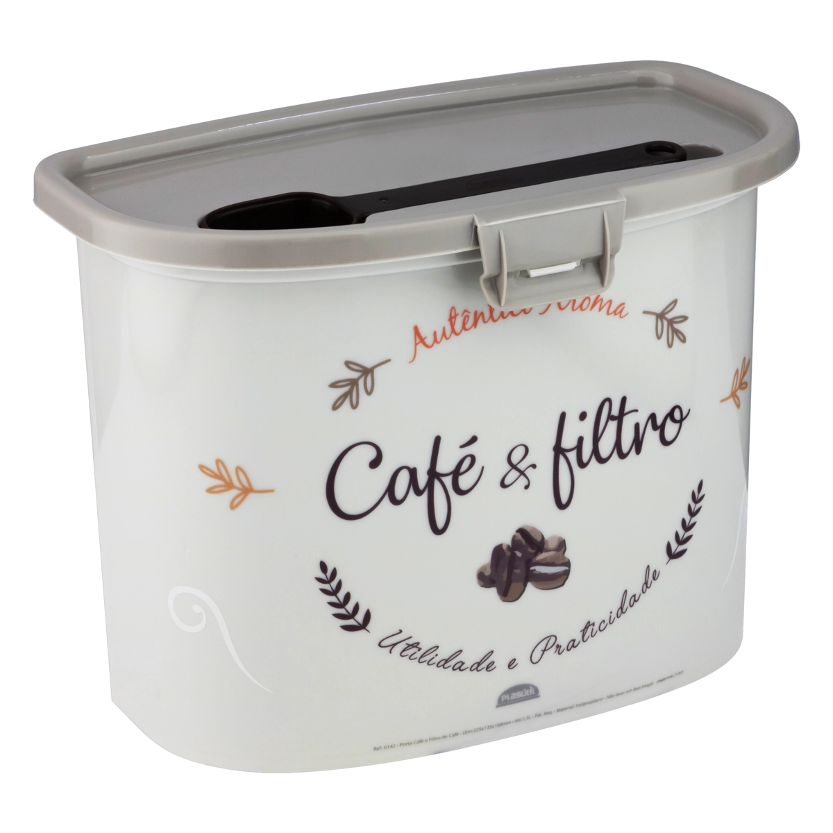 Porta Café E Filtro Com Colher Lettering 1,5l Plasútil Decora
