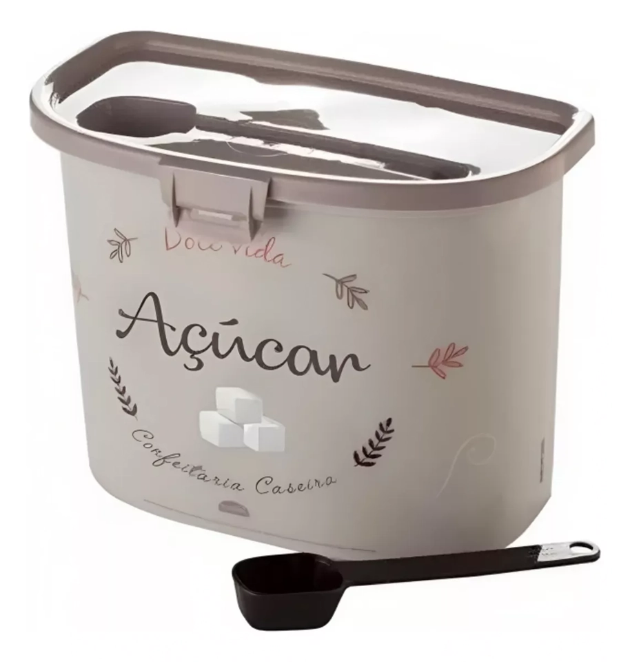 Porta Açúcar Com Colher 2,3l Plasútil Decora