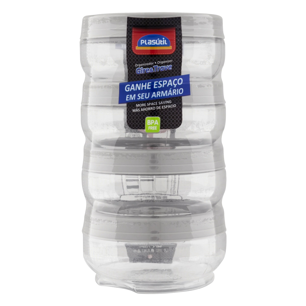 Conjunto Pote Plástico Com Tampa Fendi Redondo 315ml Plasútil Gire E Trave 4 Unidades