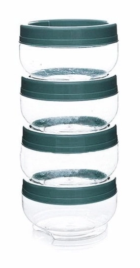 Conjunto Pote Plástico Com Tampa Azul Redondo 155ml Plasútil Gire E Trave 4 Unidades