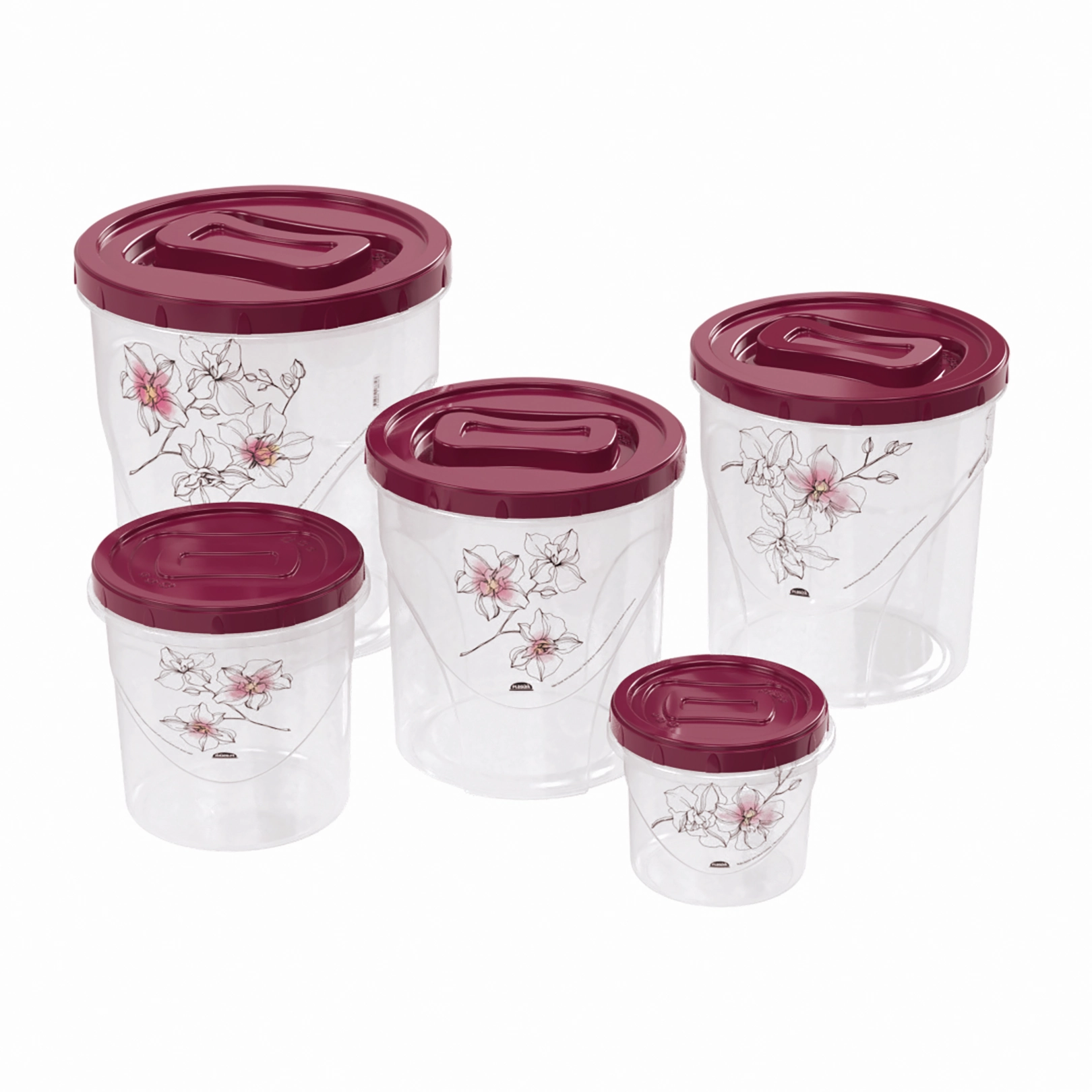 Conjunto Pote Plástico Redondo Camomila Plasútil Decora 5 Unidades