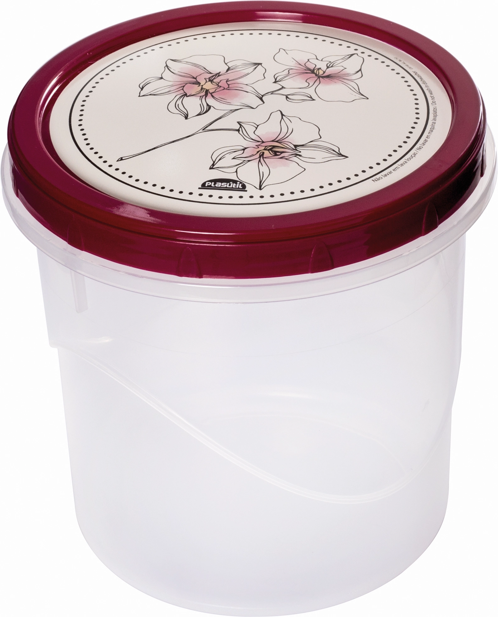 Pote Plástico Redondo Camomila 1,8l Plasútil Decora