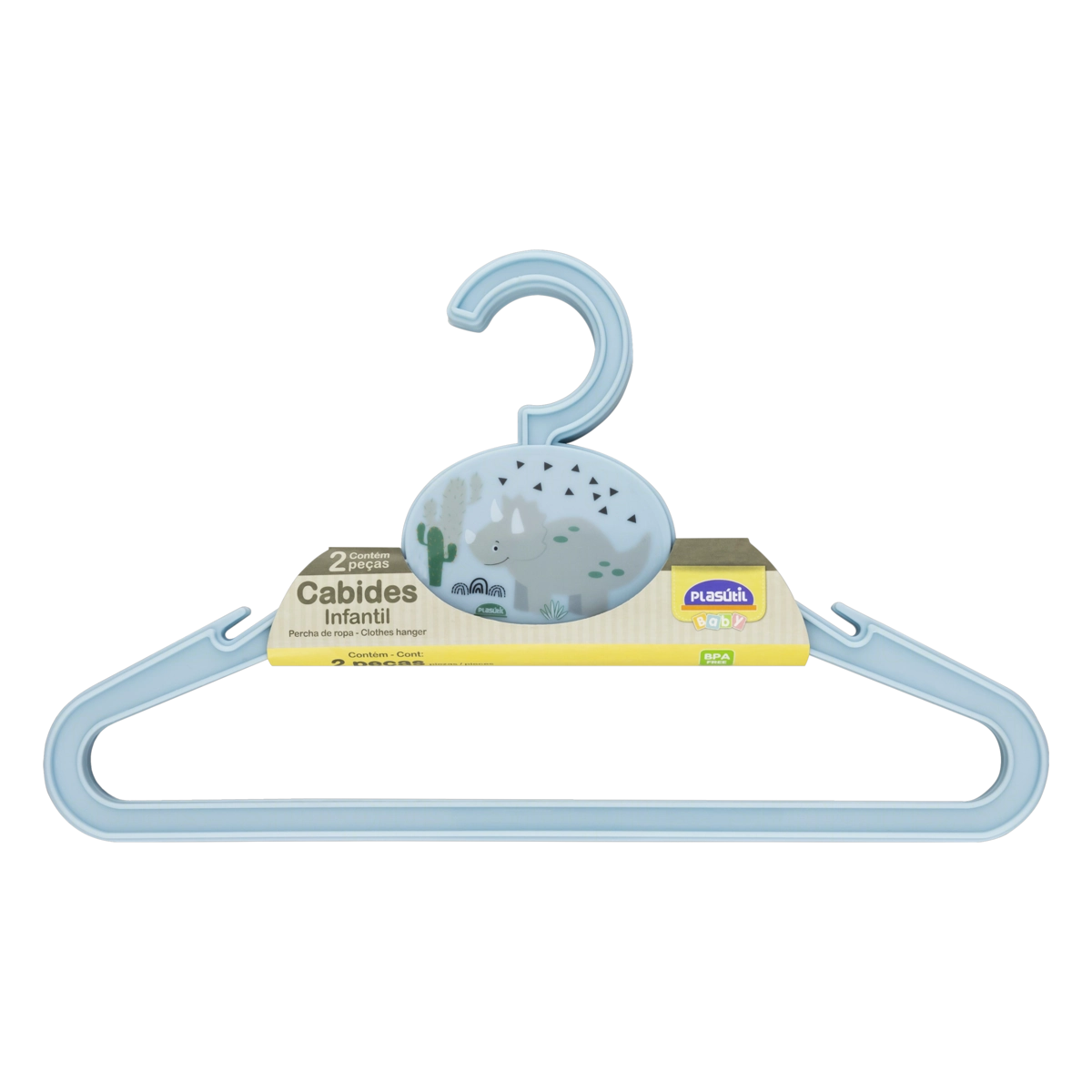 Cabide Infantil Dino Baby Plasútil Decora Baby 2 Unidades