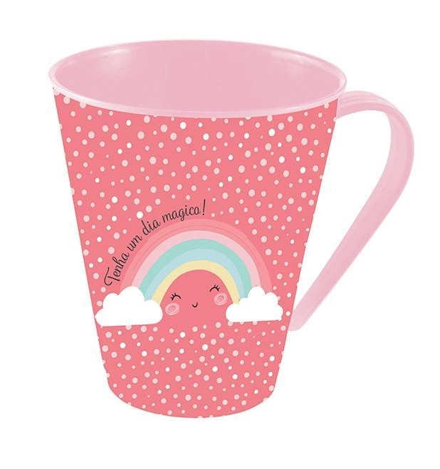 Caneca Plástica Arco íris 360ml Plasútil Decora