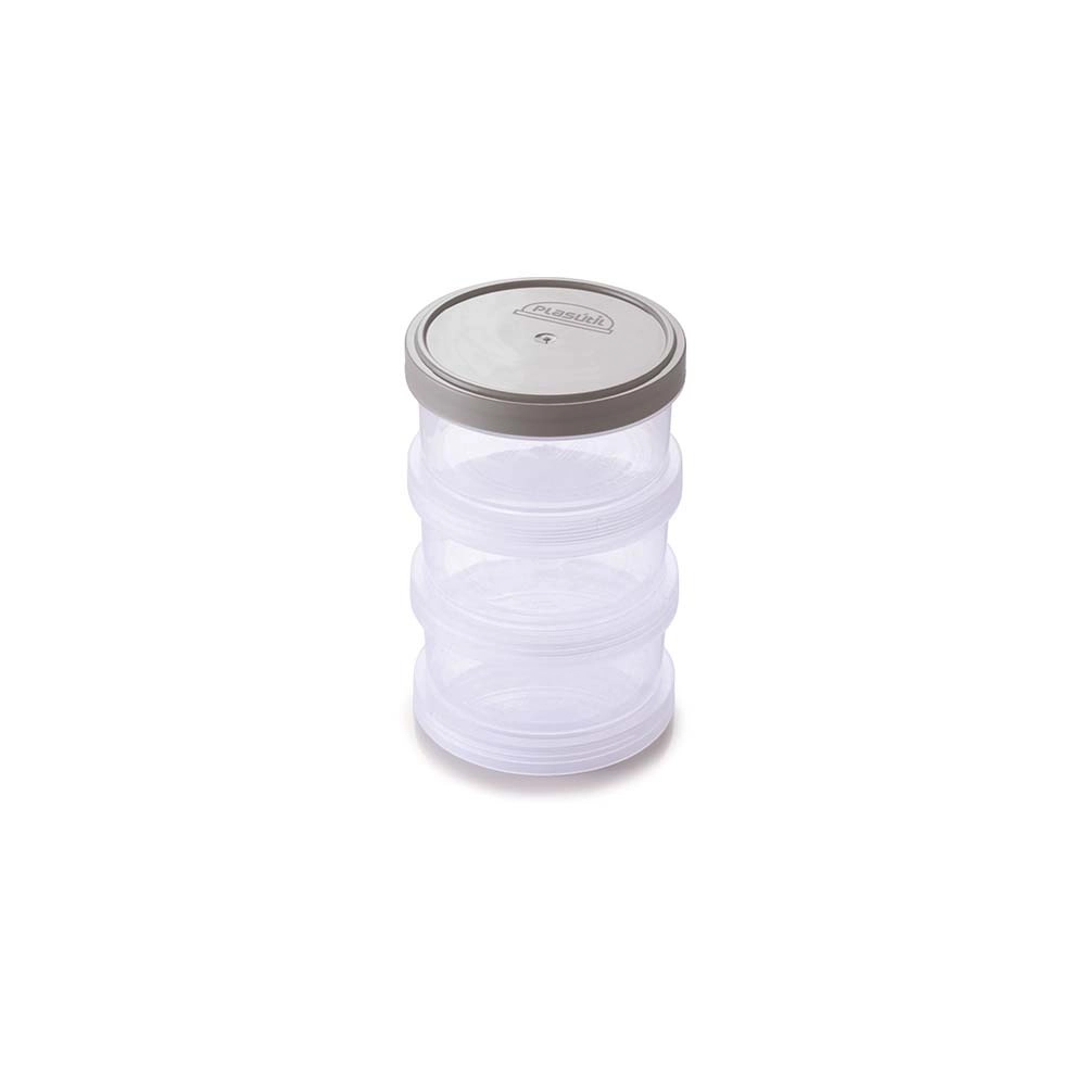 Conjunto Pote Plástico Organizador Com Tampa Fendi Redondo 220ml Plasútil