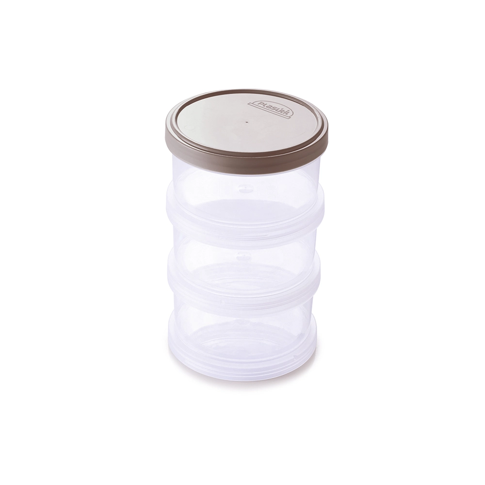 Conjunto Pote Plástico Organizador Com Tampa Fendi Redondo 380ml Plasútil