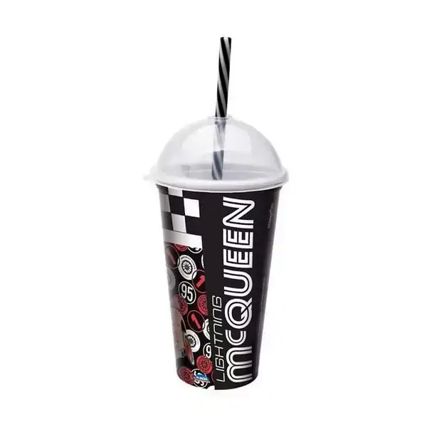 Copo Shake Plástico 500ML Carros Possui Canudo Para Facilitar na Hora de Degustar Suas Bebidas Preferidas - 127374