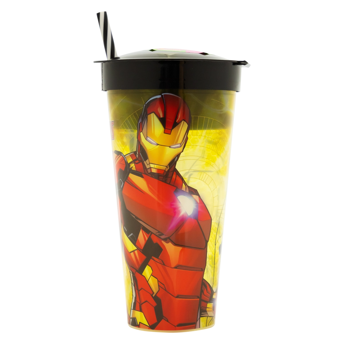 Copo Com Canudo 2 Em 1 Avengers Homem De Ferro 540ml Plasútil
