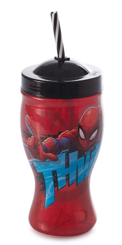 Copo Taça Com Canudo Homem Aranha 660ml Plasútil