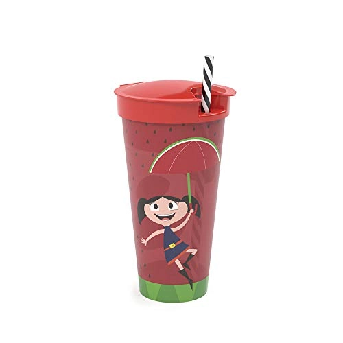 Copo C/canudo Plasutil 540ml 2em1 Luna