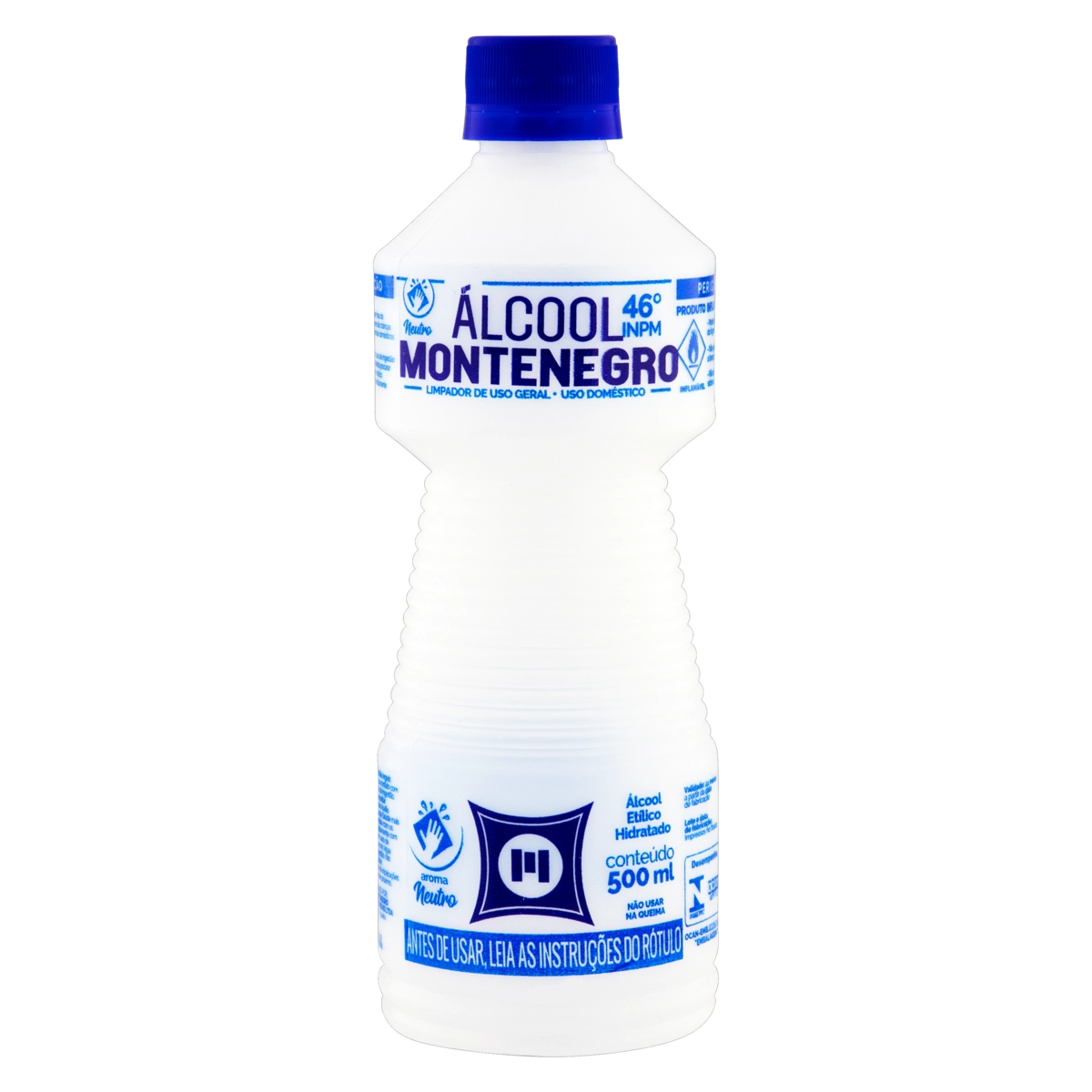 álcool Líquido 46 Inpm Neutro Montenegro Frasco 500ml