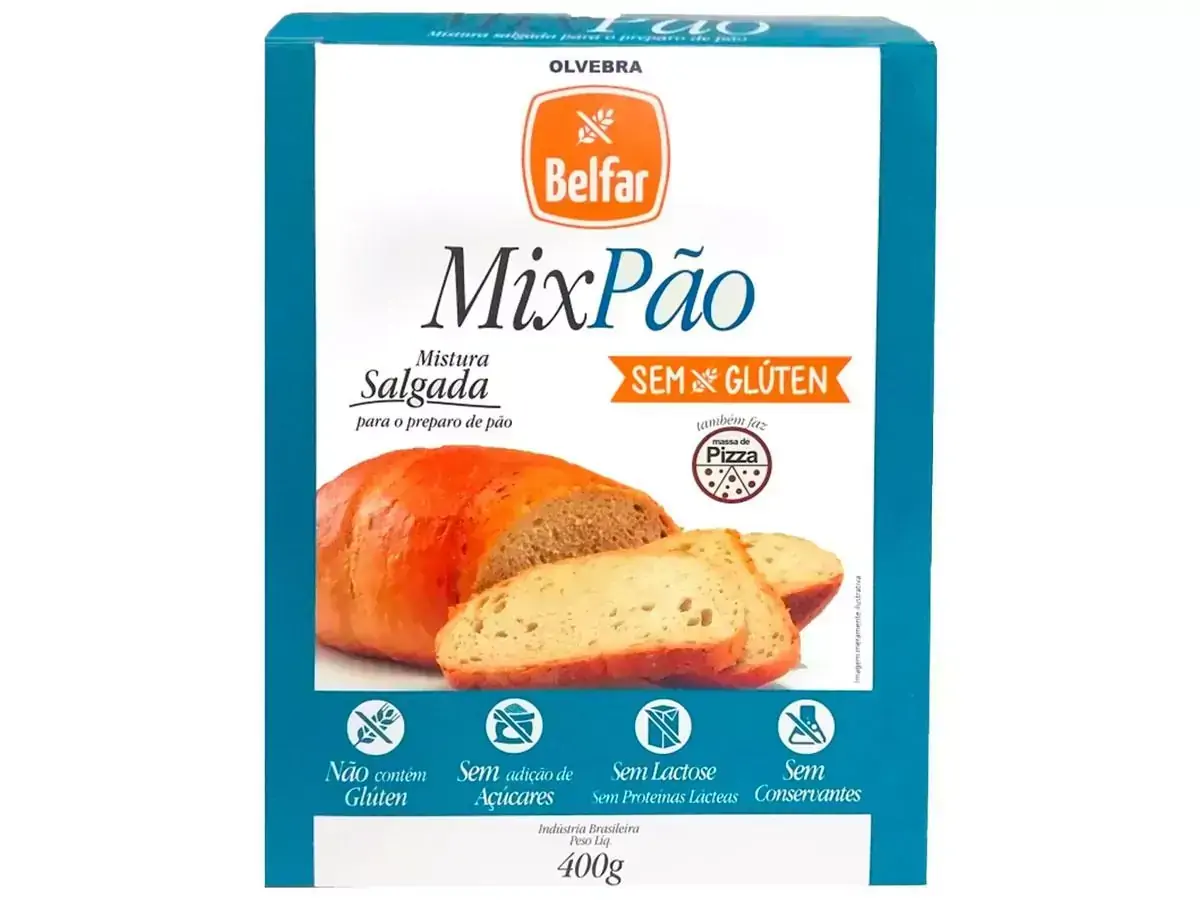 Mistura Mix Pão Sem Glúten Sem Leite Sem Lactose Belfar 400g