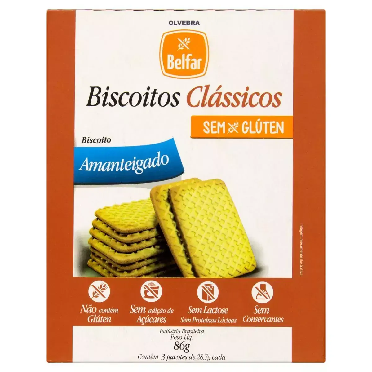 Biscoito Amanteigado sem Glúten Zero Lactose Belfar Caixa 86g
