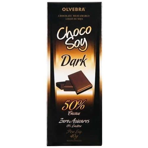 Chocolate A Base De Soja Meio Amargo Choco Soy Dark | Sem Açúcares | Sem Lactose 40g