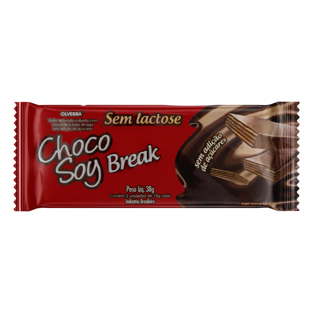 Wafer Com Recheio E Cobertura De Chocolate à Base De Soja Zero Lactose Choco Soy Break Pacote 38g 2