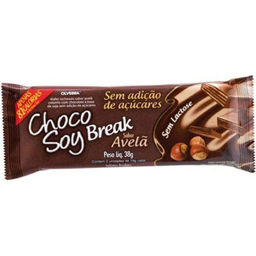 Wafer Com Recheio De Avelã E Cobertura De Chocolate à Base De Soja Zero Lactose Choco Soy Break Paco
