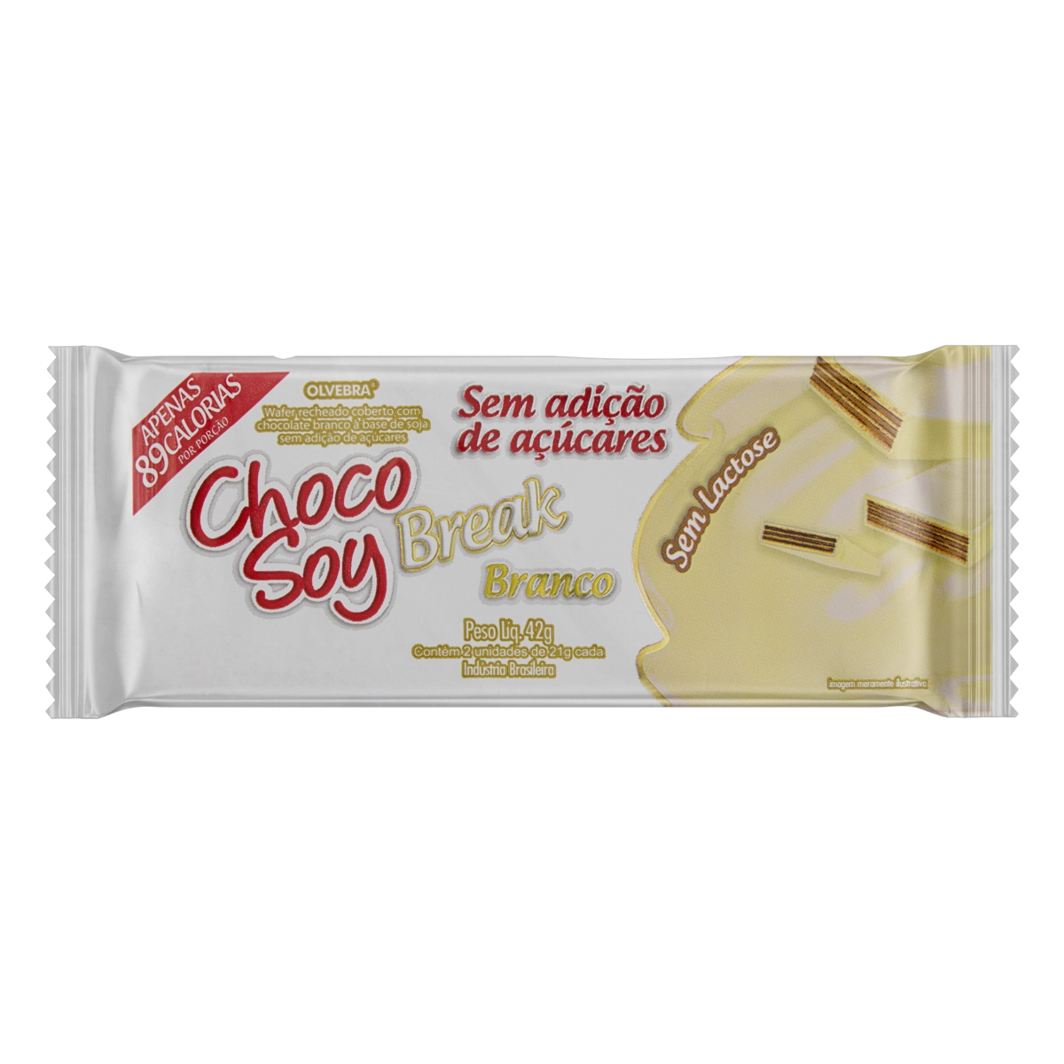 Wafer Com Recheio E Cobertura De Chocolate Branco à Base De Soja Zero Lactose Choco Soy Break Pacote