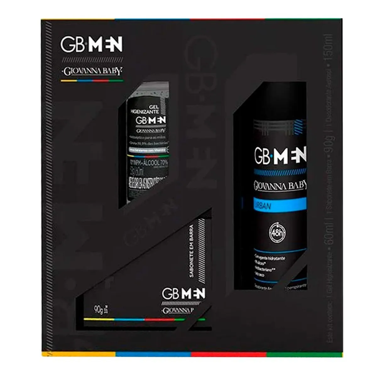 Kit Desodorante Giovanna Baby GB Men Urban 150ml + Sabonete em Barra 90g + Gel Higienizante 60ml