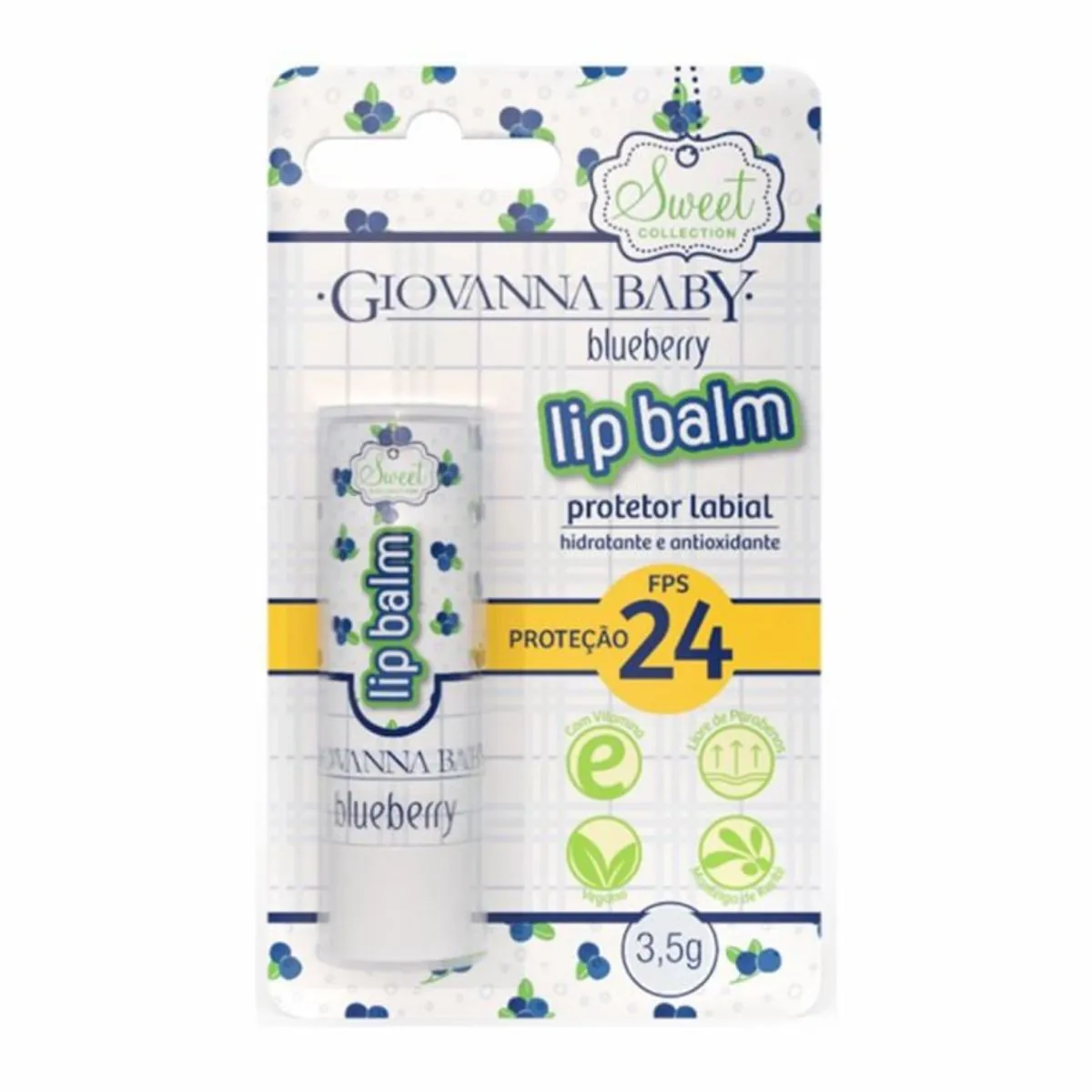 Protetor Labial Lip Balm Blueberry Fps 24 Giovanna Baby Sweet Collection Blister 3,5g