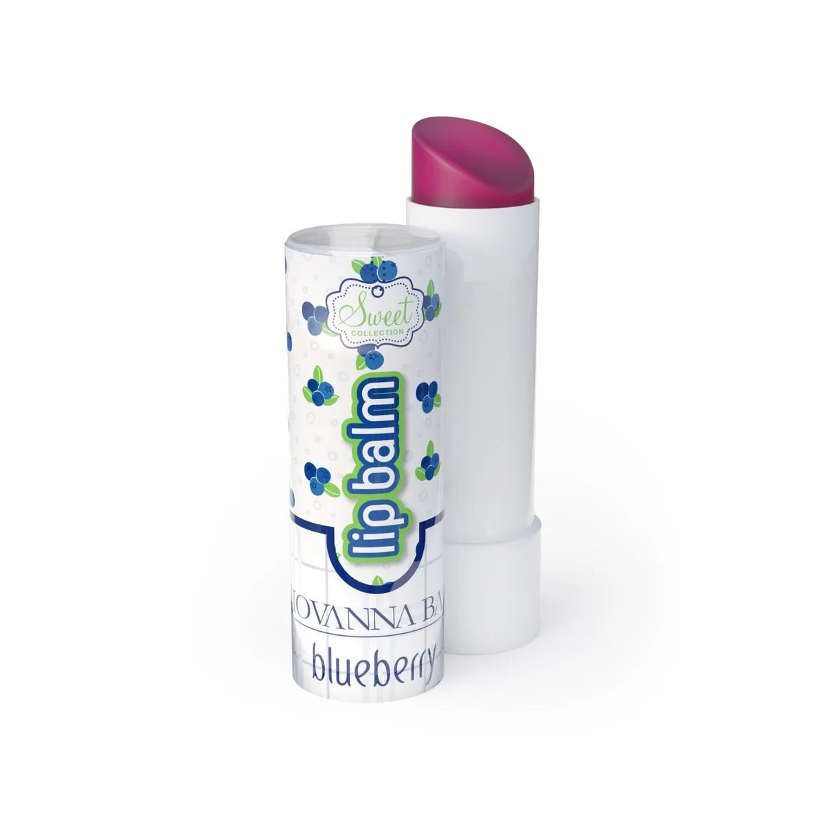 Protetor Labial Lip Balm Blueberry Fps 24 Giovanna Baby Sweet Collection Caixa 48 Unidades 3,5g Cada