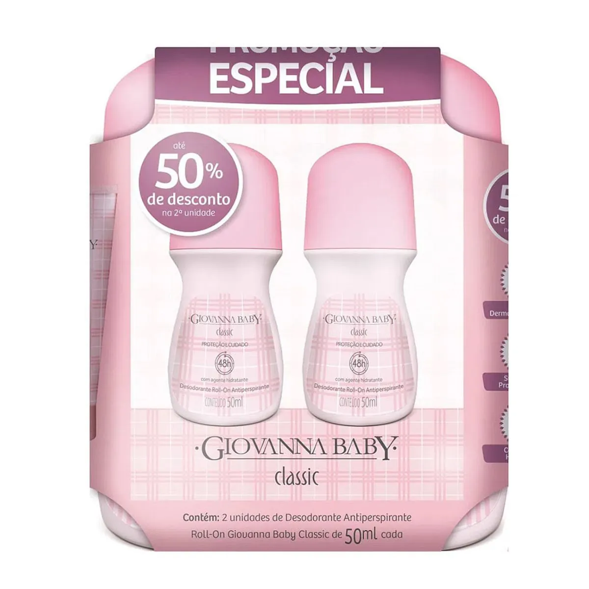 Desodorante Roll-on Giovanna Baby Rosa 50ml com 2