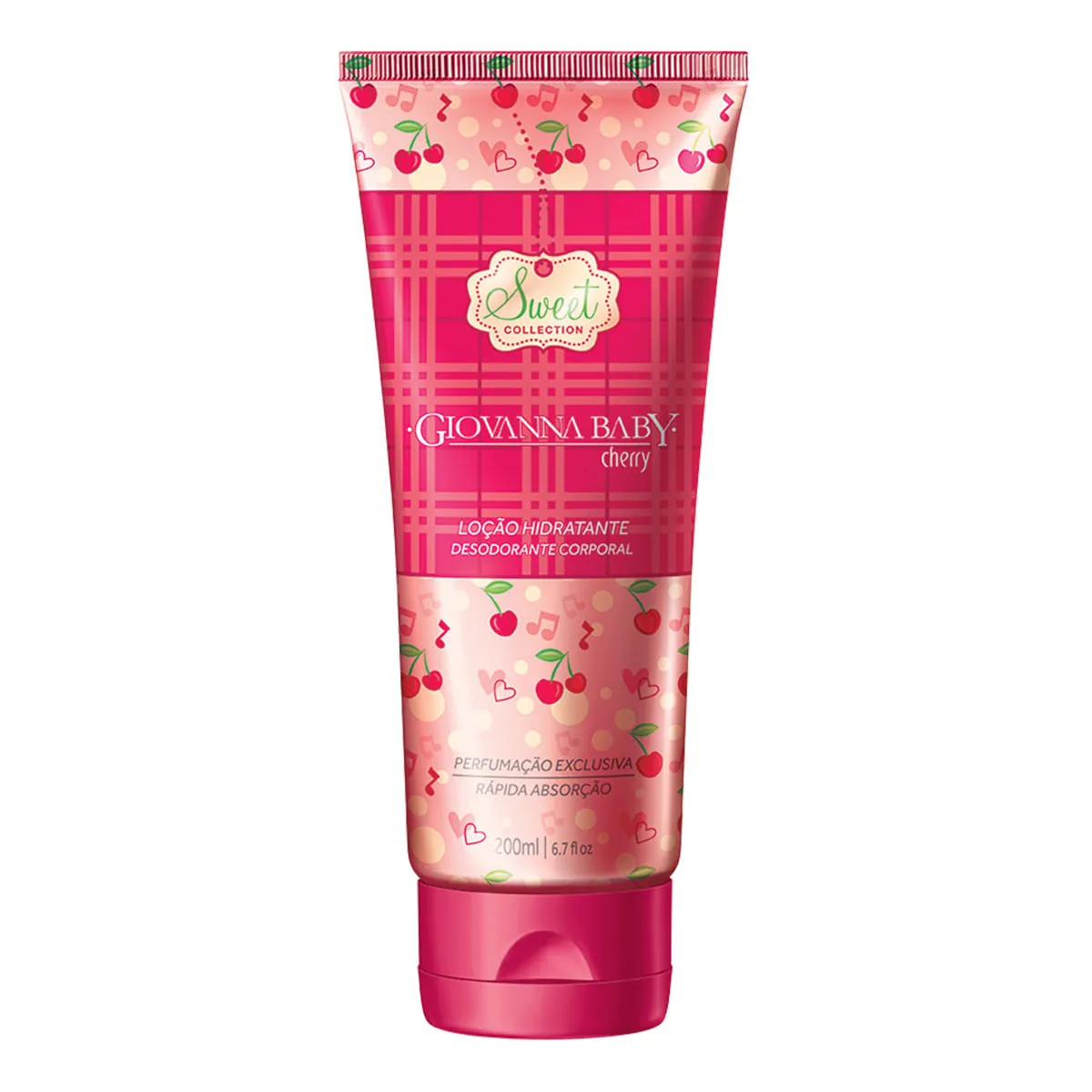 Loção Desodorante Hidratante Corporal Cherry Giovanna Baby Sweet Collection Bisnaga 200ml