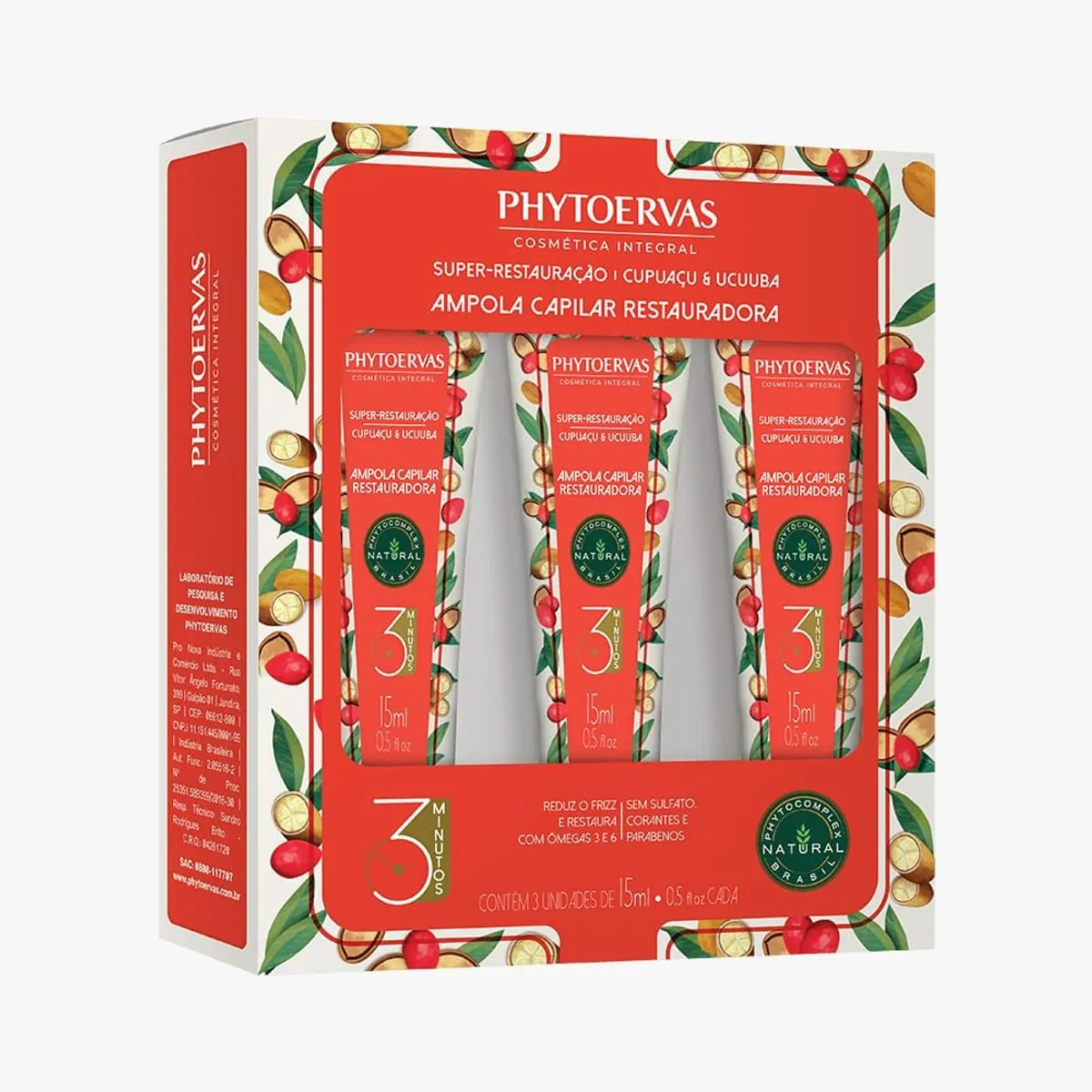 Ampola para Cabelos Super Restauração Cupuaçú e Ucuúba Phytoervas 3/15ml