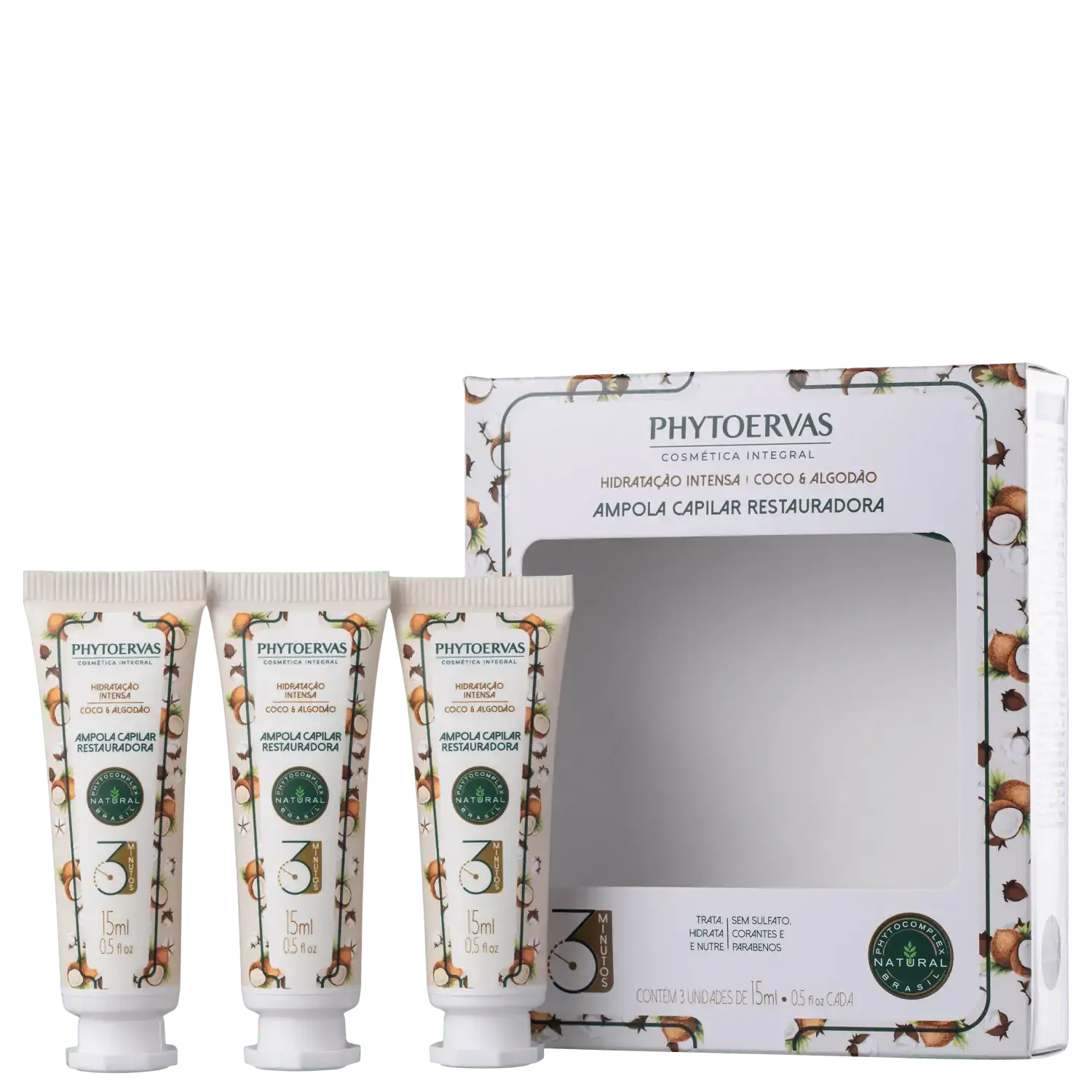 Kit Ampola Cap Phytoervas Hidratacao Int 3un 15ml