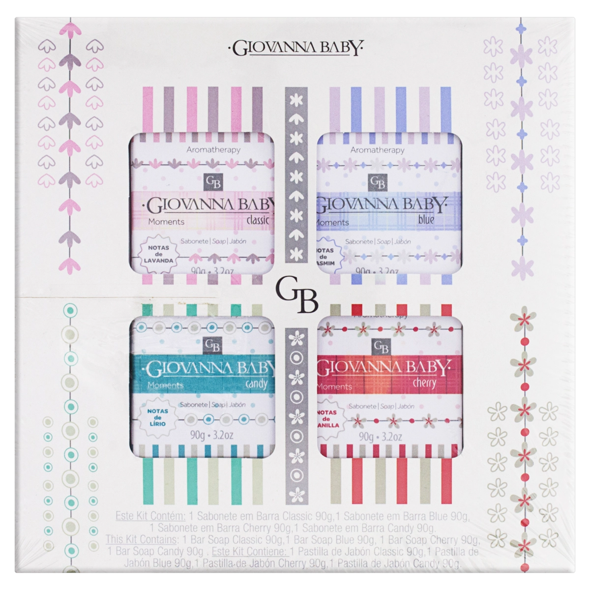 Kit Sabonete Barra Giovanna Baby Moments 90g Cada 4 Unidades
