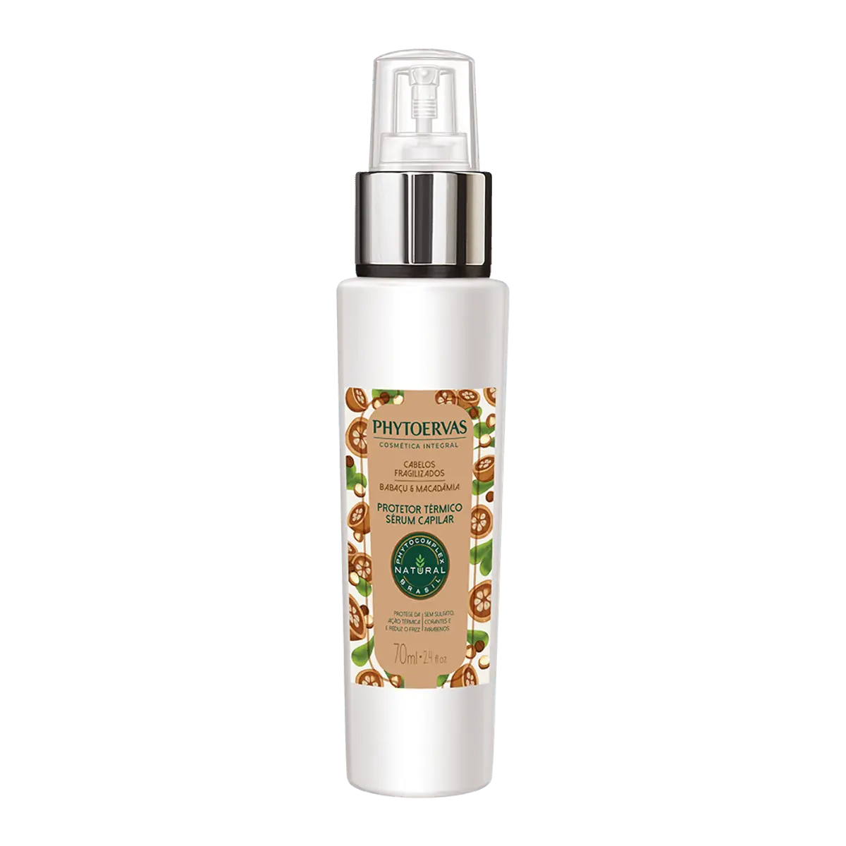 Protetor Térmico Sérum Capilar Cabelos Fragilizados Babaçu e Macadâmia Phytoervas 70ml