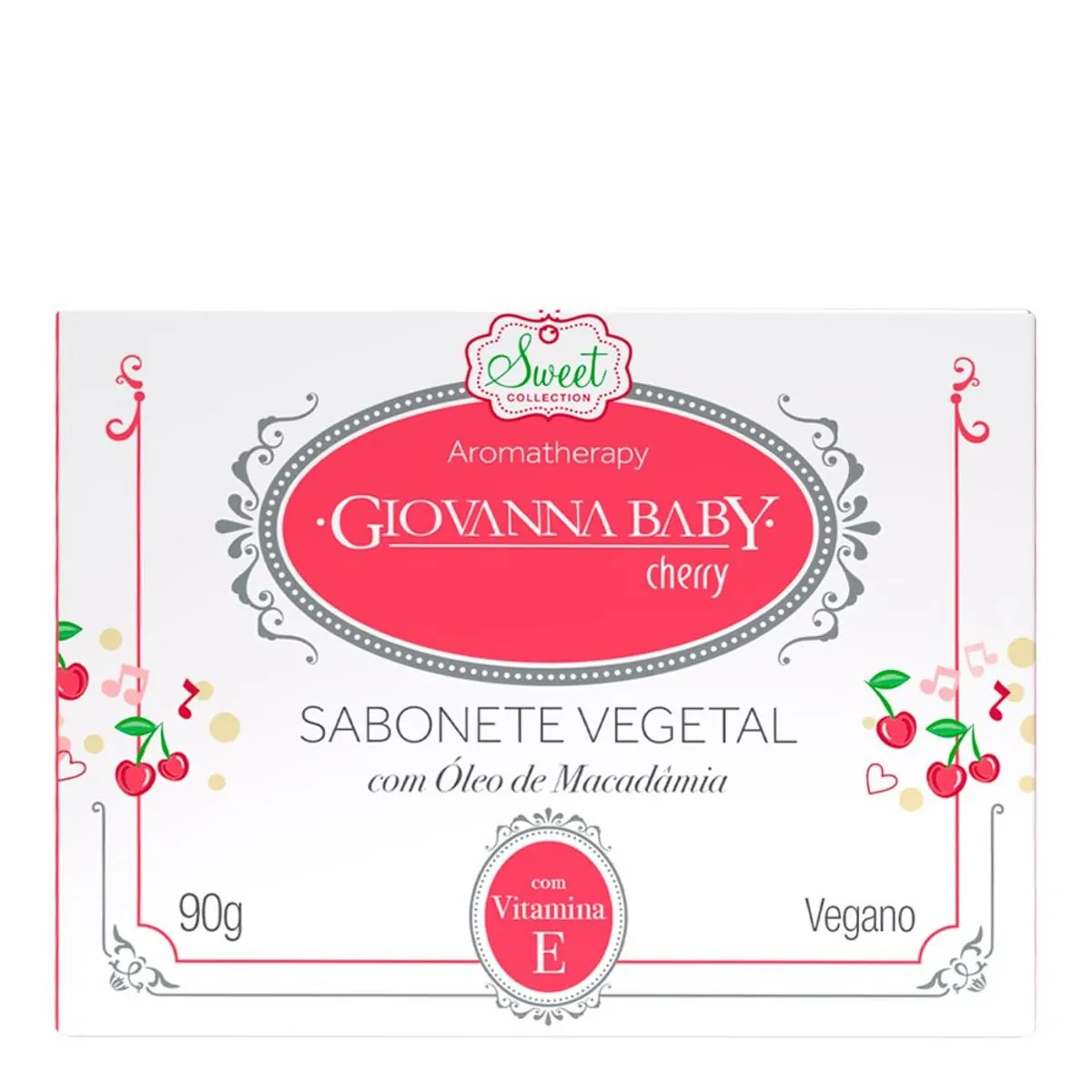 Sabonete Barra Vegetal Cherry Giovanna Baby Aromatherapy Sweet Collection Caixa 90g